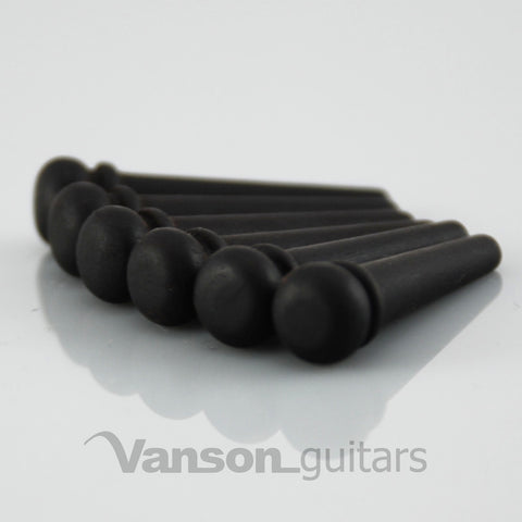 6 x VANSON High Quality Ebony Bridge Pins for acoustic guitars String Pegs Plain