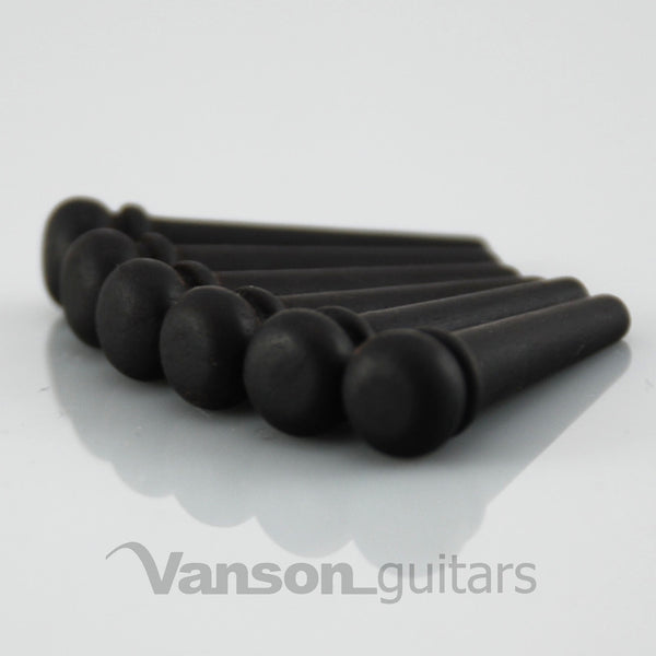 6 x VANSON High Quality Ebony Bridge Pins for acoustic guitars String Pegs Plain