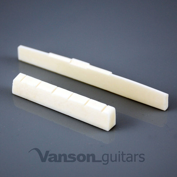 VANSON 52mm Plain Bone Nut and 80mm Compensated Saddle, Classical Guitars PLCMP+