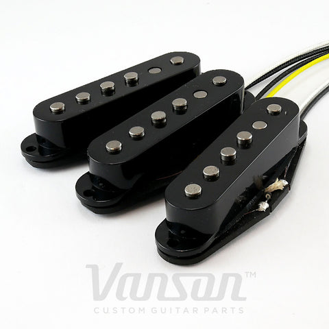 NEW Set of Vanson 'Vintage Pro' Alnico V Single Coil Pickups for Strat®* Black