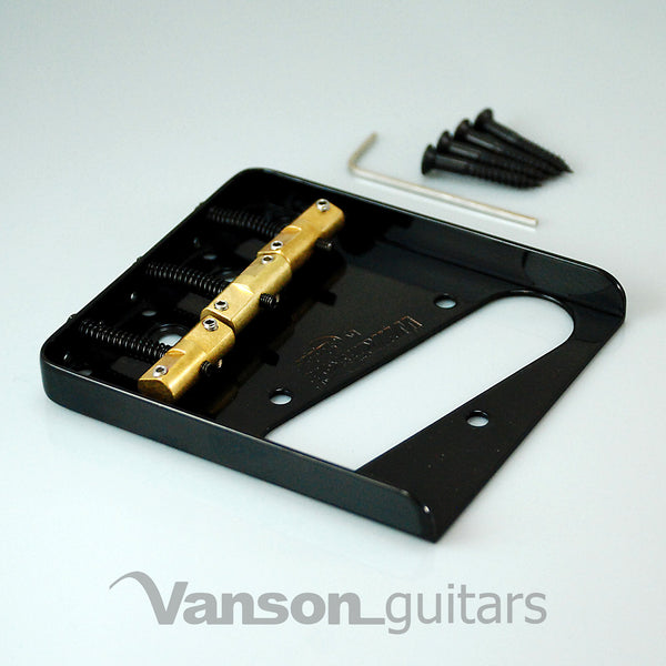Wilkinson Black WTB Telecaster ®* Ashtray Bridge, Brass Compensated Saddles, BK