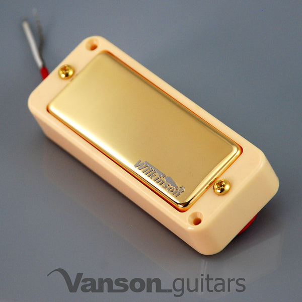 NEW Wilkinson WMHR AlNiCo V Mini Humbucker Pickup, P90, Gold, Ivory Ring