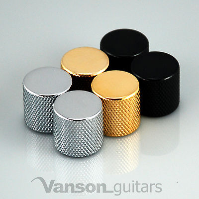 2 x NEW Vanson Flat Top 'TL' Guitar Knobs, Push-On, Chrome, Black or Gold VP003