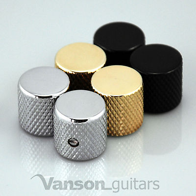 2 x NEW Vanson Flat Top Screw Knobs for 'TL' guitar, Chrome, Black or Gold VS004