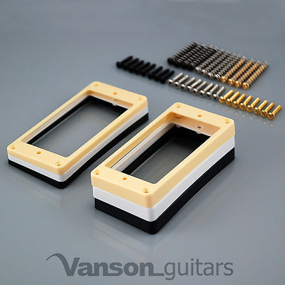 2 x Curved Base Mounting Rings & Screws for Epi Les Paul, ES, humbucker surround