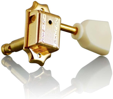 Wilkinson Deluxe WJ44 EZ-LOK Gold & Ivory 'Kluson Style' (3-a-side) Vintage  Tulip Button Tuners / Machine Heads for Epiphone Les Paul, SG, ES