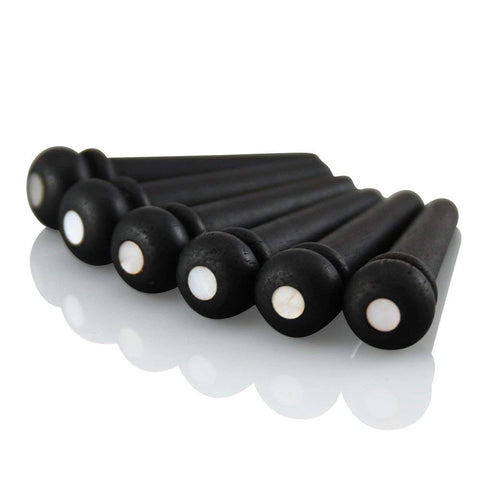 VANSON High Quality Ebony & Pearl (Slotted) Bridge Pins for Acoustic Guitars / String Pegs