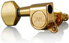 Wilkinson WJ07 EZ-LOK Gold (3-a-side) Tuners / Machine Heads for Stratocaster, Telecaster, Jackson, Ibanez, BC Rich, Schecter, Electric Guitar (3-a-side, Gold)