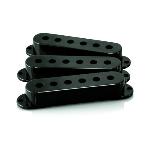 VANSON Set of 3 Single Coil Pickup Covers (Black) for Vintage Strats, 50mm or 52mm Pole Spacing