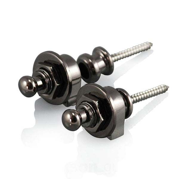 VANSON Set of Black Chrome Strap Locks for Electric Guitar, Bass, or Acoustic
