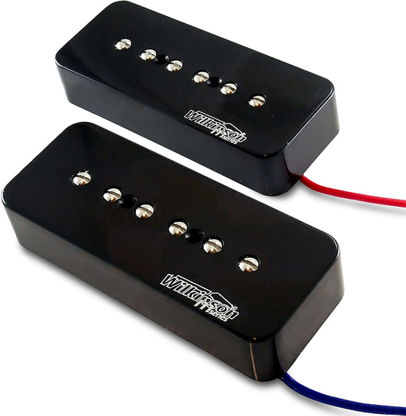 Wilkinson M-Series WO90 P90 Soapbar Black Neck & Bridge Pickup Set for Les Paul, SG, ES type Guitars, (SET, Black)