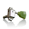 Wilkinson Deluxe WJ44 EZ-LOK Nickel & Green 'Kluson Style' (3-a-side) Vintage  Tulip Button Tuners / Machine Heads for Epiphone Les Paul, SG, ES